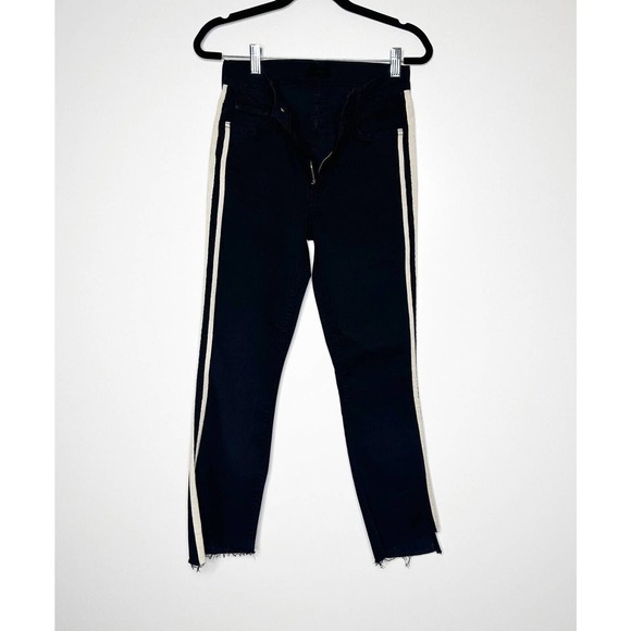 Mother Insider Crop Step Fray Jeans in Guilty Racer Womens Black Size 25 - Picture 3 of 8